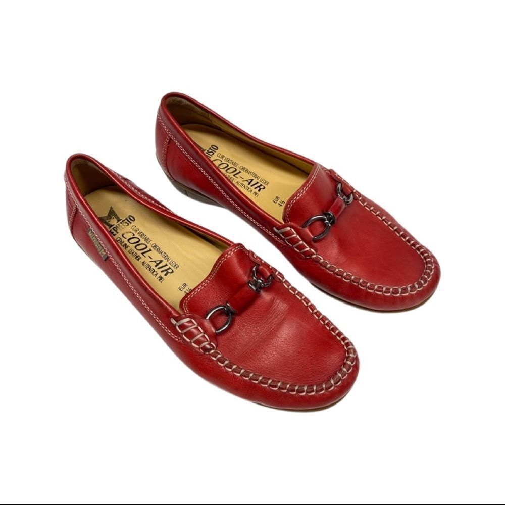 MEPHISTO-Red Crinkled Leather Penny Loafers-Cool-Air-Size 7 - Picture 2 of 8